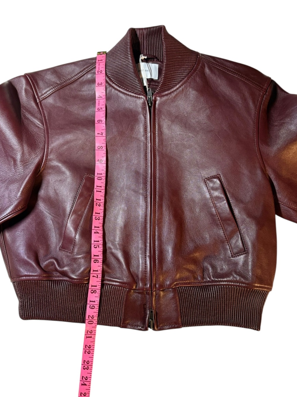 H&M STUDIO COLLECTION 2026 NWT Burgundy
Leather Bomber Jacket in Sz M - Picture 15 of 16